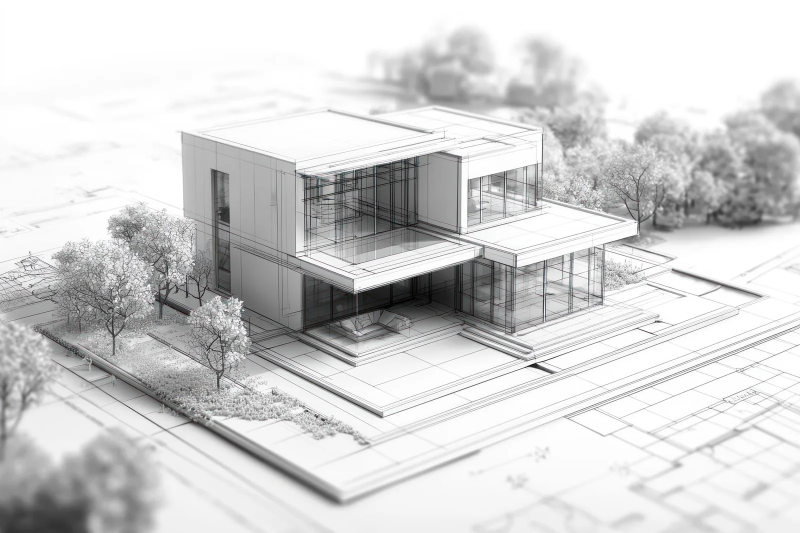 Architectural modern residence 3D model